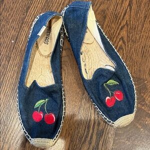 Soludos Women's Denim Espadrilles with Cherry Embroidery 9
